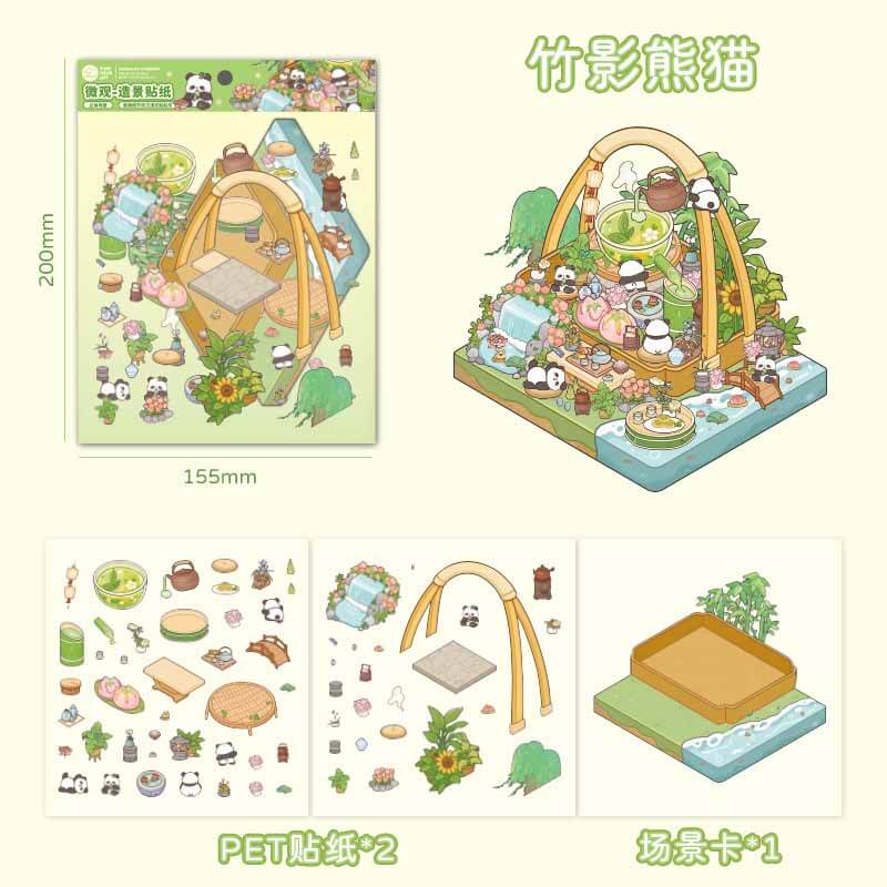 Charming Companions DIY 3D Scene Stickers 4 Cute Miniature Scenes(S)