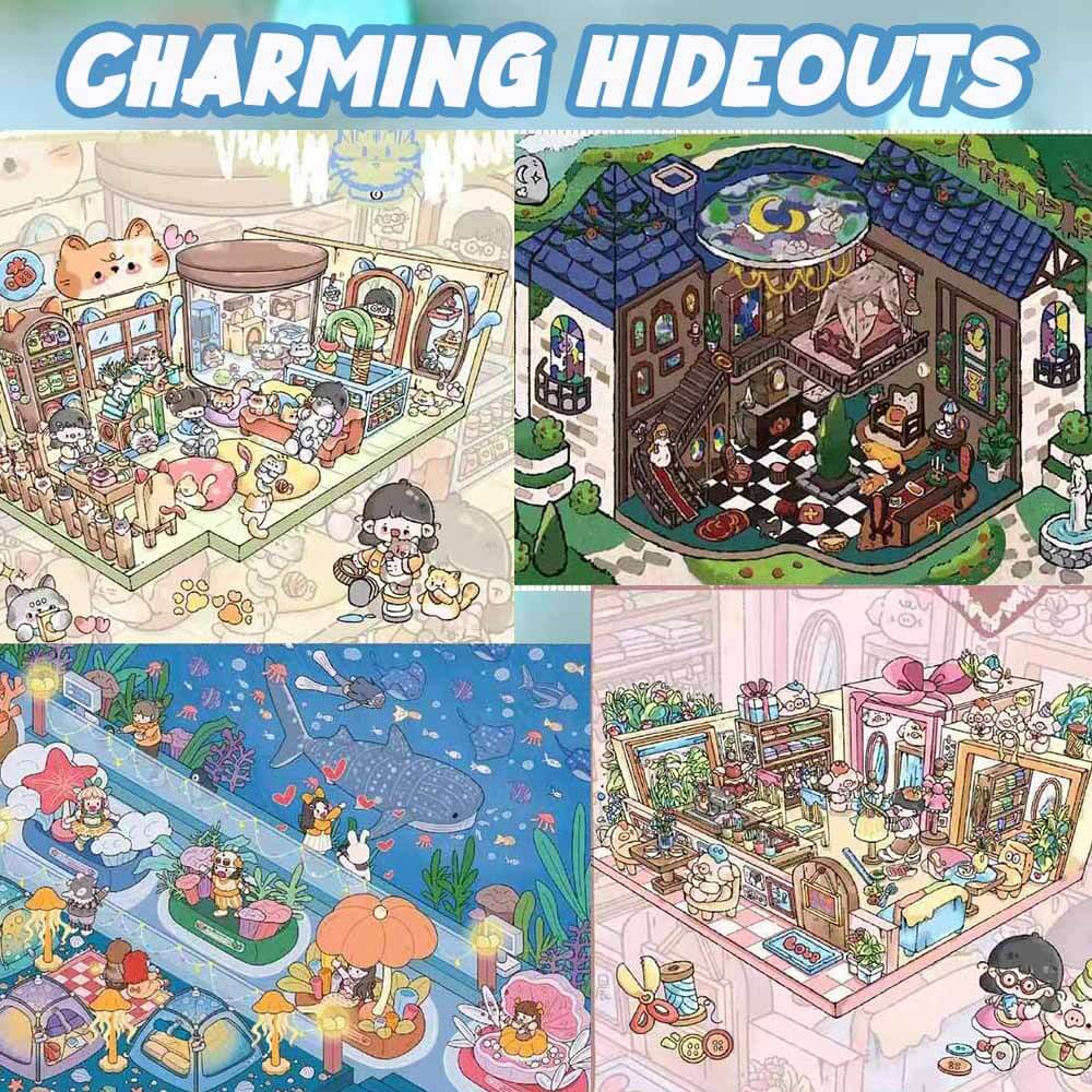 Charming Hideouts DIY 3D Scene Stickers 4 Cute Miniature Scenes(M&L)