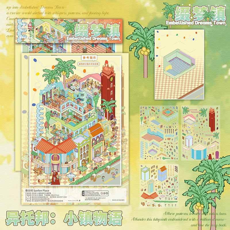 Charming Town DIY 3D Scene Stickers 5 Cute Miniature Scenes(L)