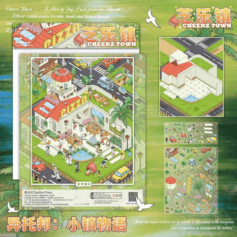 Charming Town DIY 3D Scene Stickers 5 Cute Miniature Scenes(L)