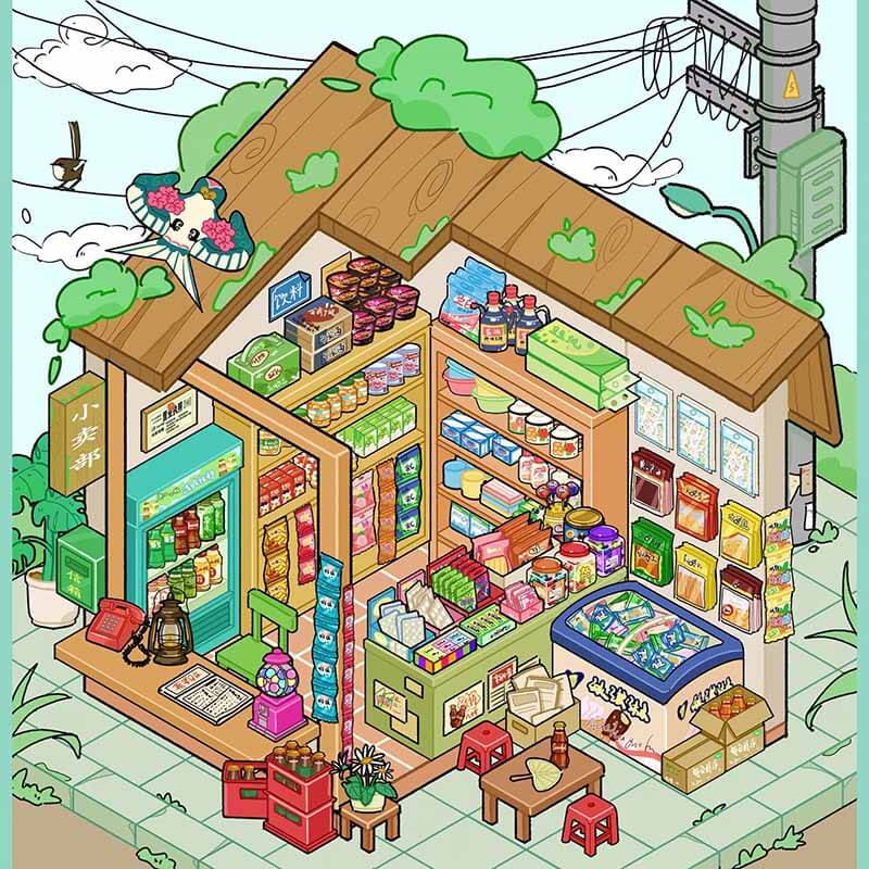 Childhood Dream DIY 3D Scene Stickers 4 Cute Miniature Scenes(L)