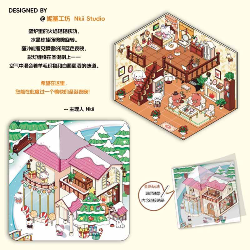Christmas Celebration DIY 3D Scene Stickers 4 Cute Scenes(M)