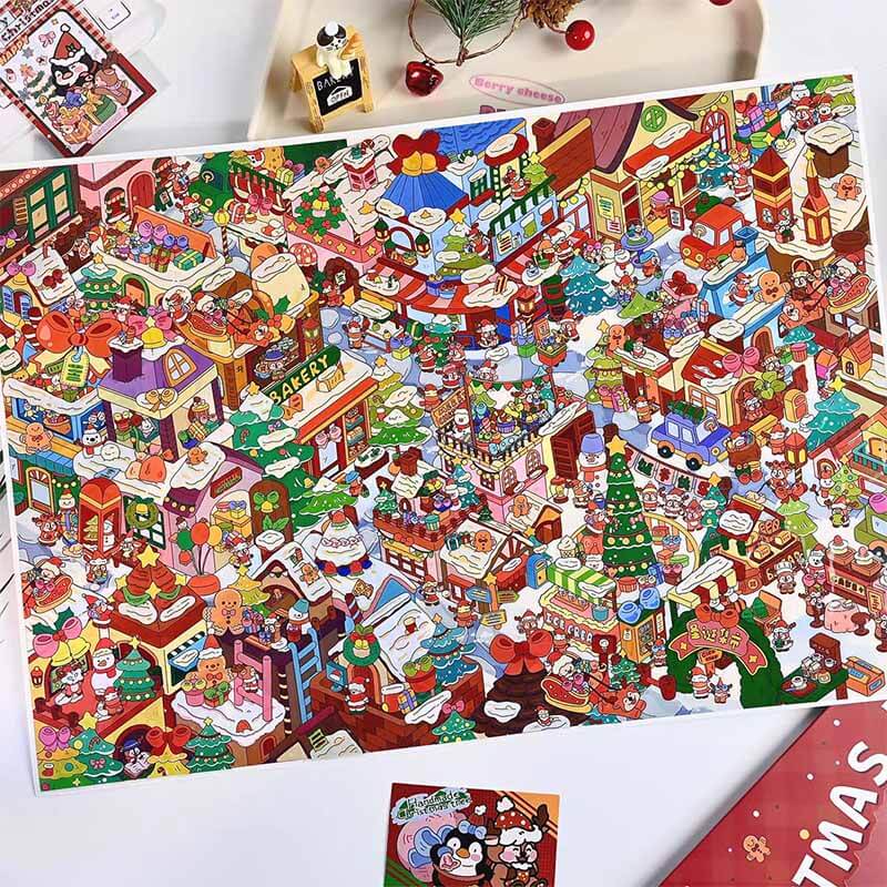 Christmas Eve DIY 3D Scene Stickers Cute Miniature Scenes(XXL)