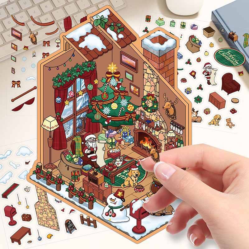 Christmas Garden House DIY 3D Scenes Sticker 4 Cute Scenes(S&L)