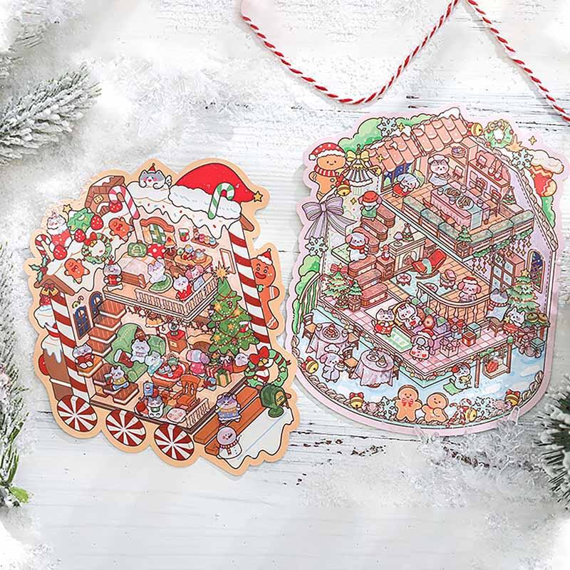 Christmas Sweet House DIY 3D Scenes Sticker 2 Cute Scenes(M)