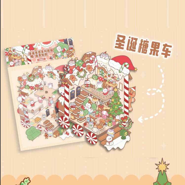 Christmas Sweet House DIY 3D Scenes Sticker 2 Cute Scenes(M)