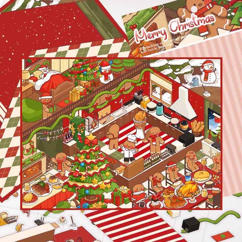 Christmas Town DIY 3D Scene Stickers 3 Cute Miniature Scenes(L)