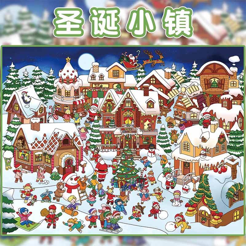 Christmas Town DIY 3D Scene Stickers 3 Cute Miniature Scenes(L)