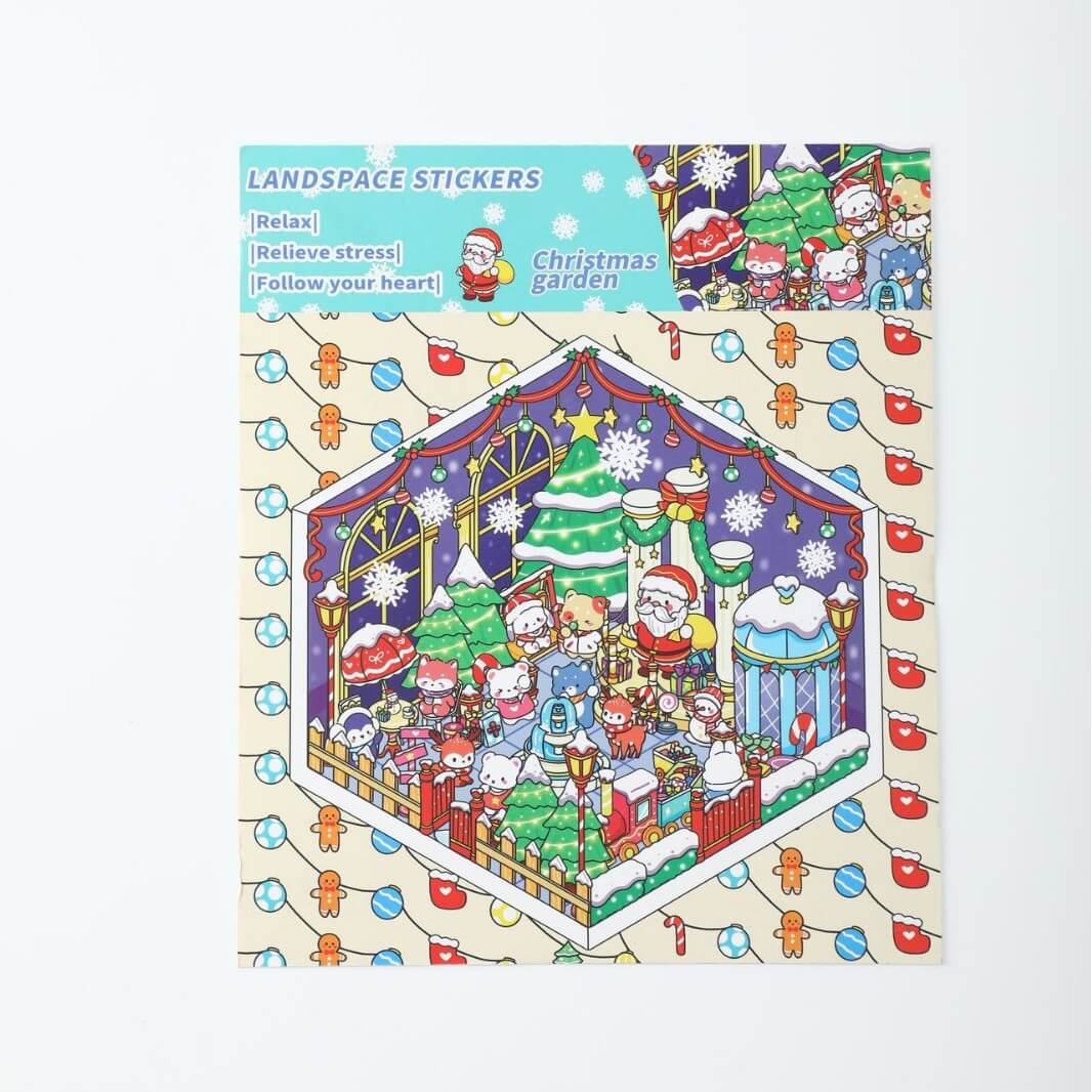 Christmas Toy House DIY 3D Scene Stickers 4 Cute Scenes(M)