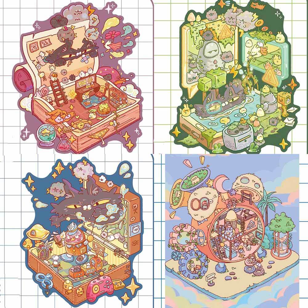 Chrono Memory DIY 3D Scene Stickers 4 Cute Miniature Scenes(S)