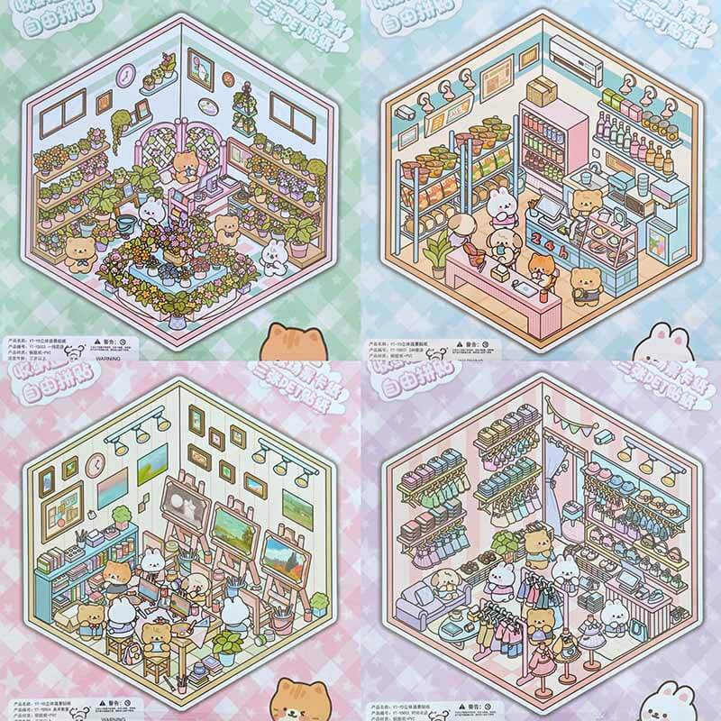 City Bloom DIY 3D Scene Stickers 4 Cute Miniature Scenes(S)