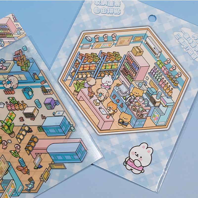 City Bloom DIY 3D Scene Stickers 4 Cute Miniature Scenes(S)