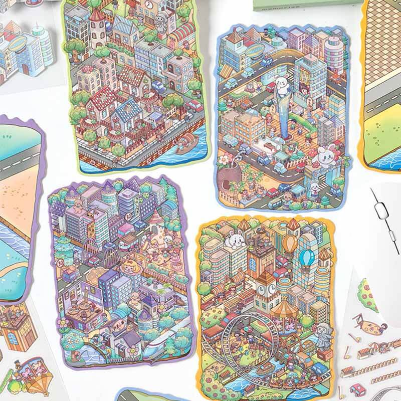 City Centre DIY 3D Sticker Collection 4 Cute Miniature Scenes(S)