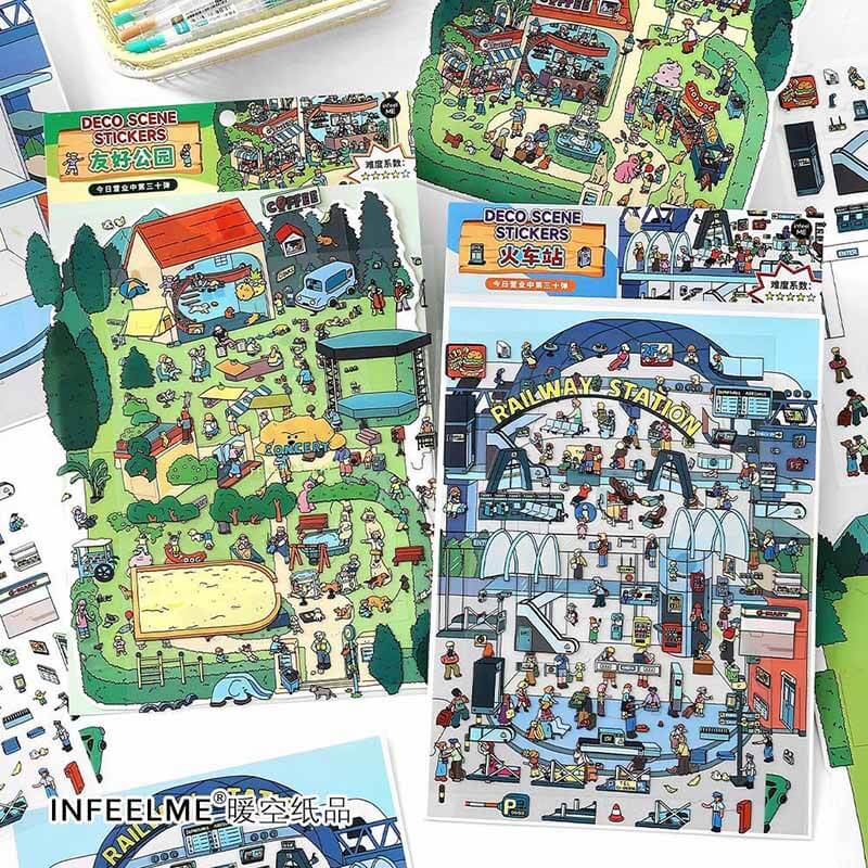 City Emblem DIY 3D Scene Stickers 2 Cute Miniature Scenes(L)