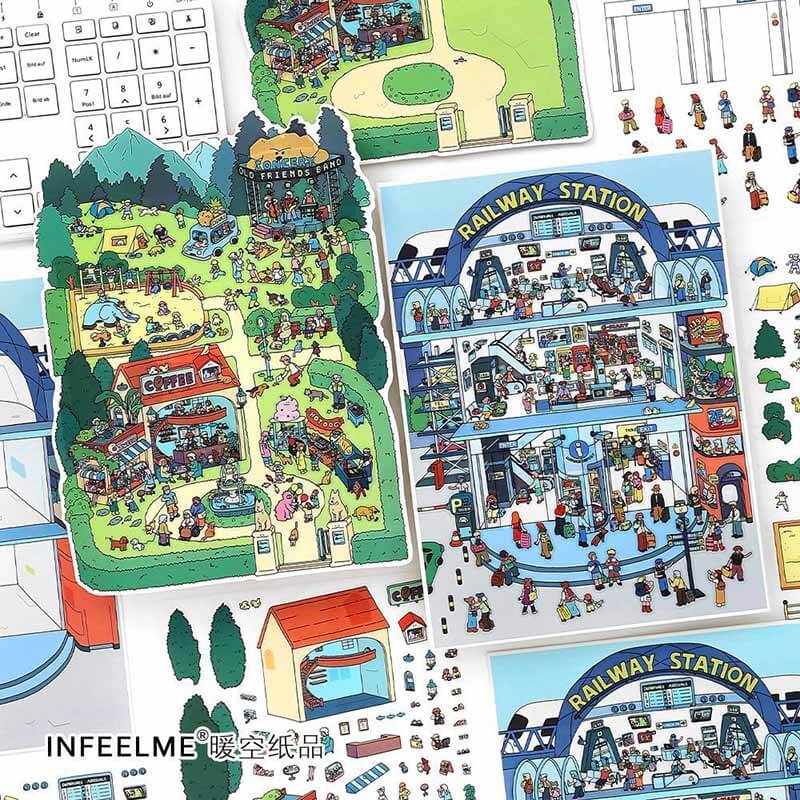 City Emblem DIY 3D Scene Stickers 2 Cute Miniature Scenes(L)