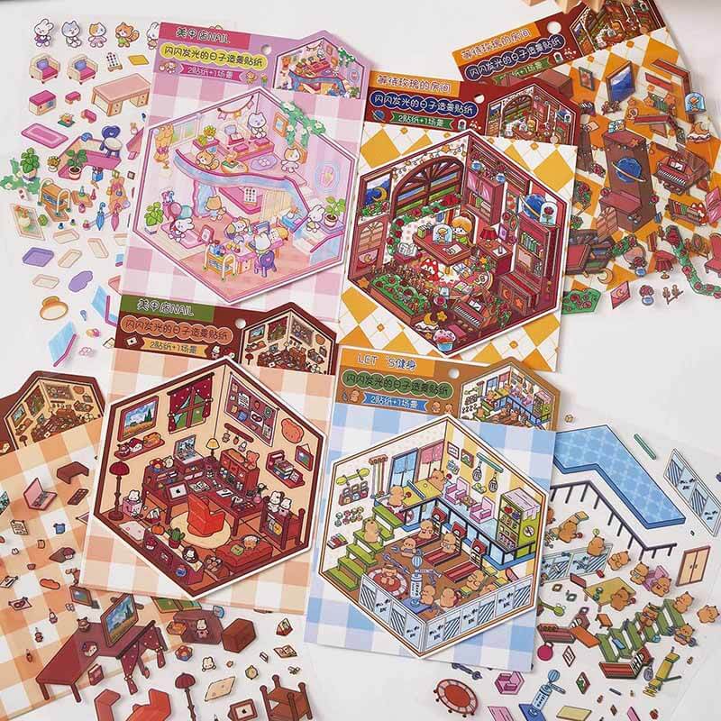 City Mood Rooms DIY 3D Scene Stickers 4 Cute Miniature Scenes