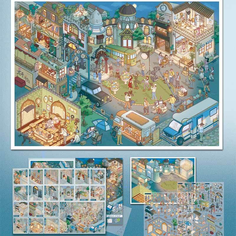 City Vignette DIY 3D Scene Stickers 4 Cute Miniature Scenes(L)