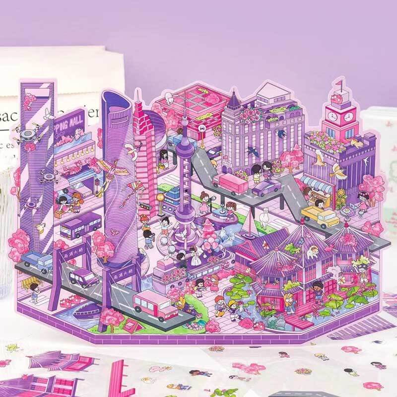 Cityscape of China DIY 3D Scene Stickers 4 Cute Miniature Scenes
