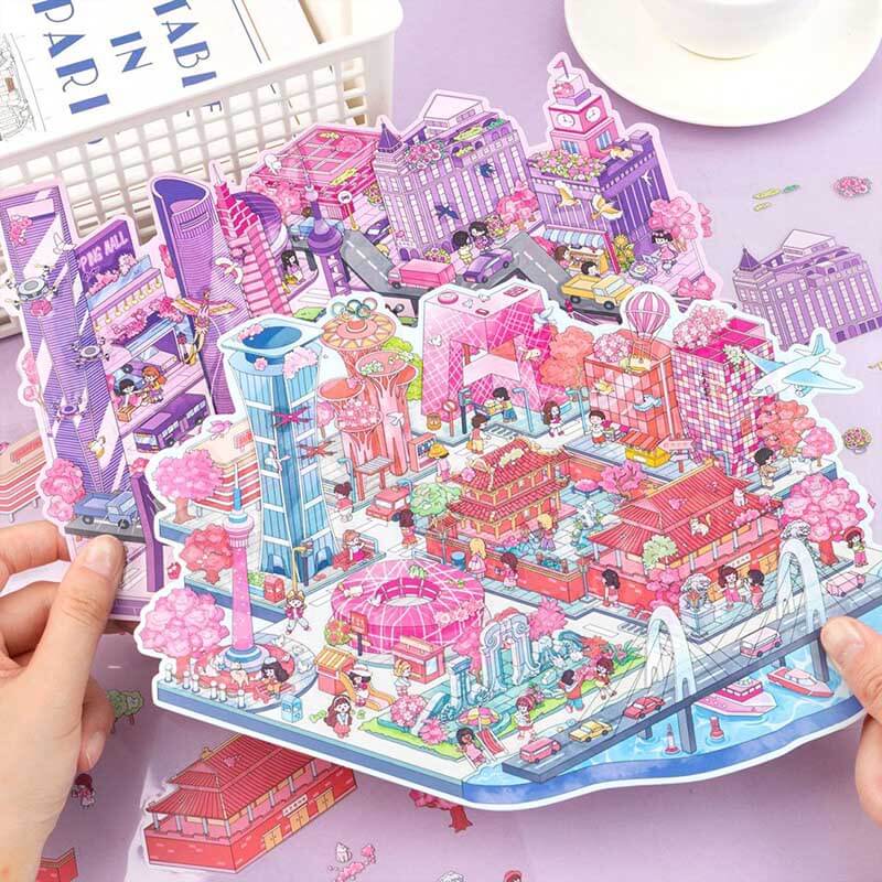 Cityscape of China DIY 3D Scene Stickers 4 Cute Miniature Scenes