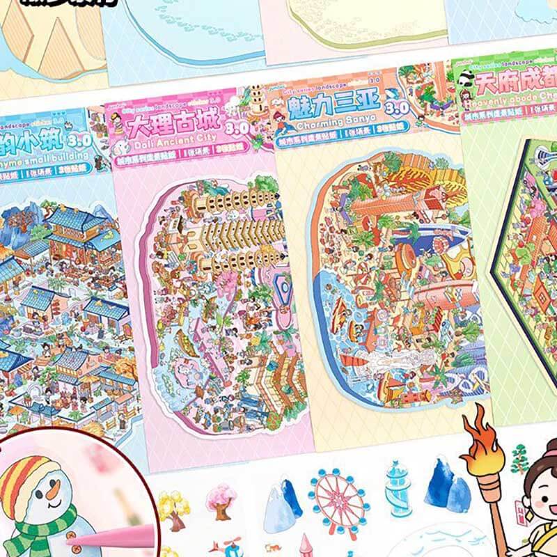 Cityscape of China 2.0 DIY 3D Scene Stickers 4 Cute Miniature Scenes(M)