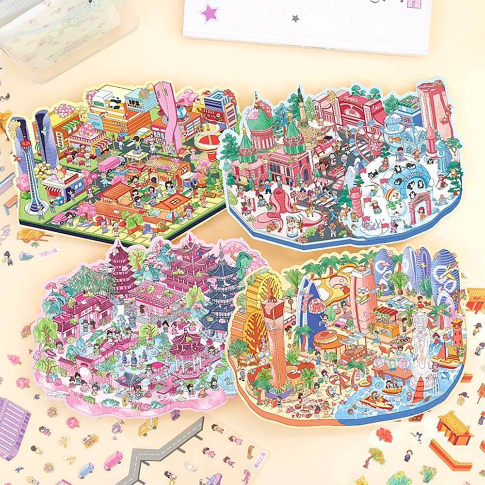 Cityscape of China 2.0 DIY 3D Scene Stickers 4 Cute Miniature Scenes(M)