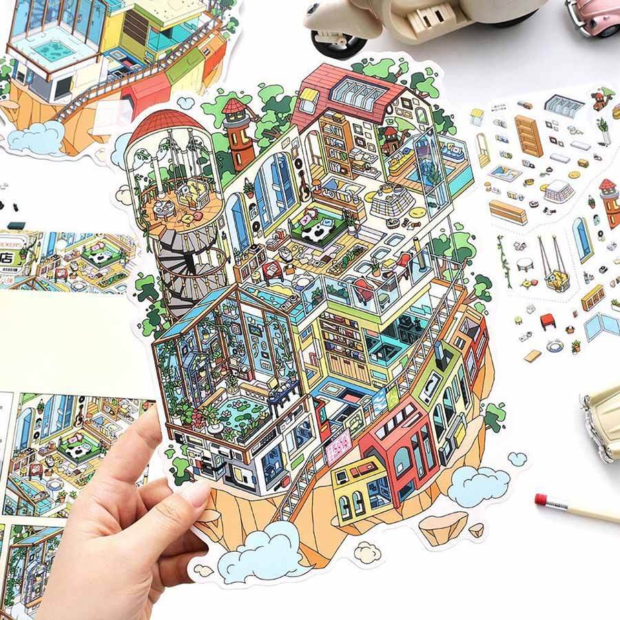 Cliffworks DIY 3D Scene Stickers 4 Cute Miniature Scenes(L)