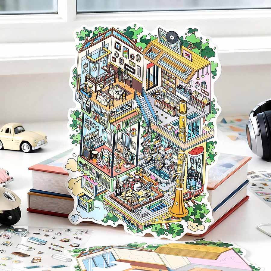 Cliffworks DIY 3D Scene Stickers 4 Cute Miniature Scenes(L)