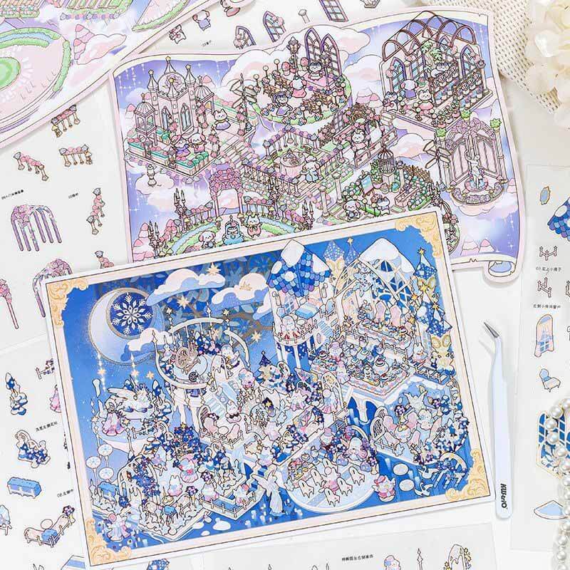 Cloud & Frost Court DIY 3D Scene Stickers 2 Cute Scenes(L)