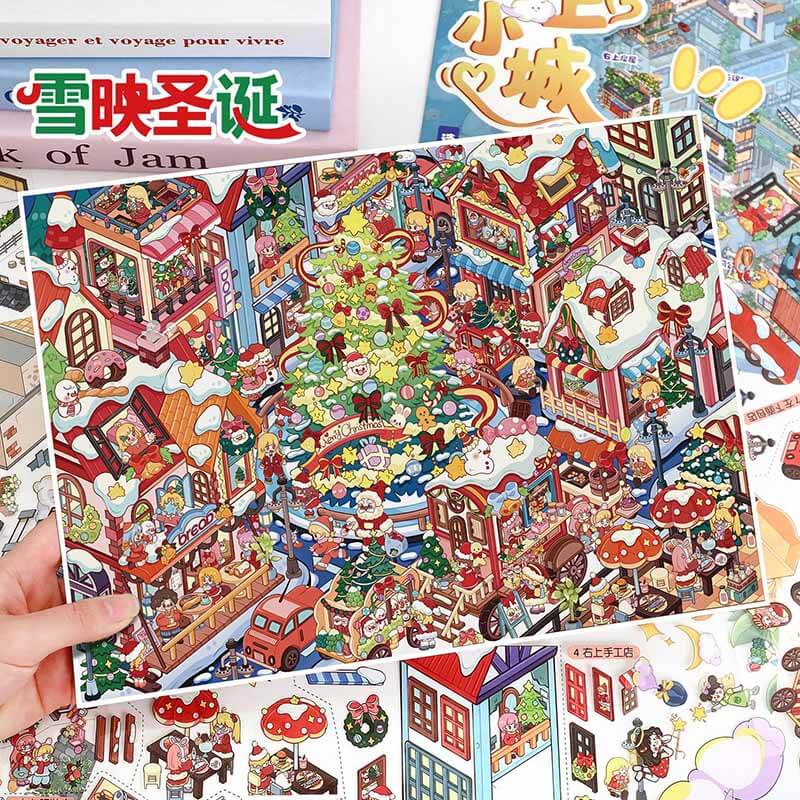 Clouded Noel DIY 3D Scene Stickers 2 Cute Miniature Scenes(L)