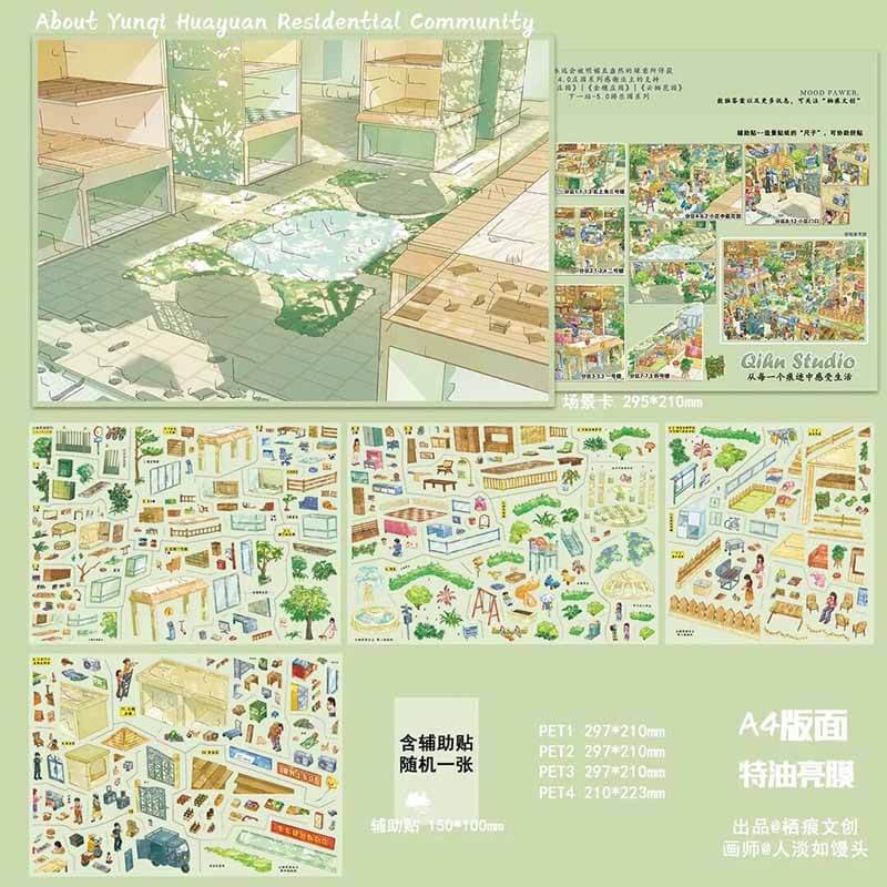 Cloudside Life DIY 3D Scene Stickers With Guide Lines(L)
