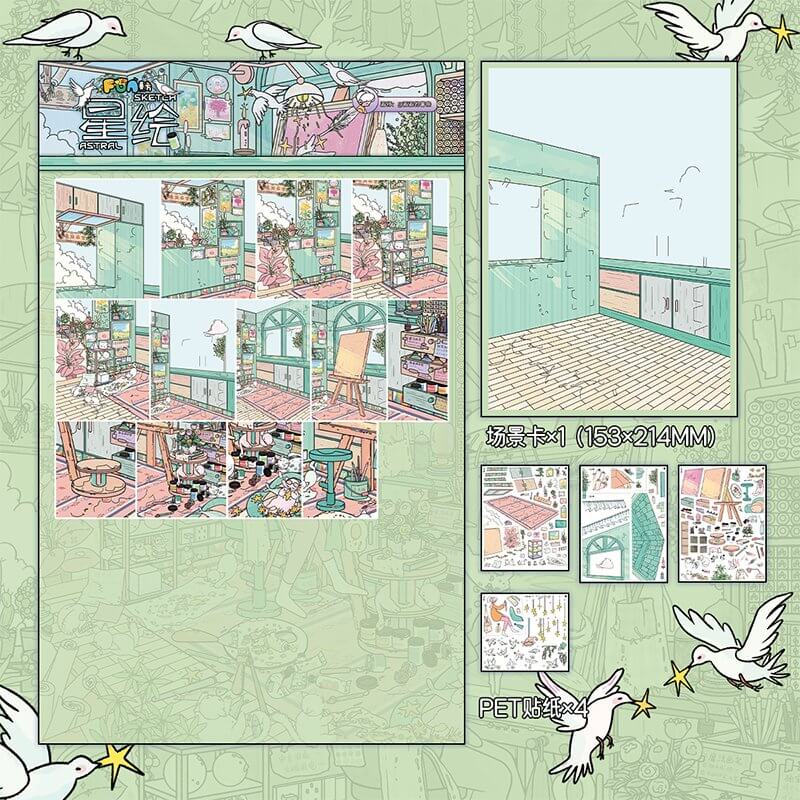 Coastal Charm DIY 3D Scene Stickers With Guide Lines(L)