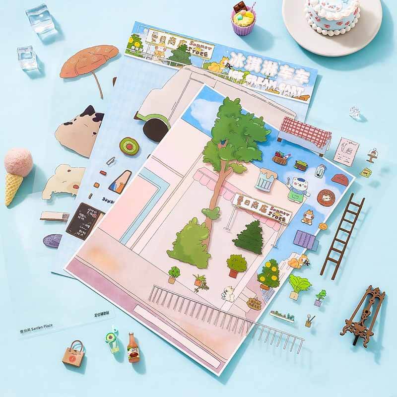 Coastal Daydream DIY 3D Scene Stickers 4 Cute Miniature Scenes(L)
