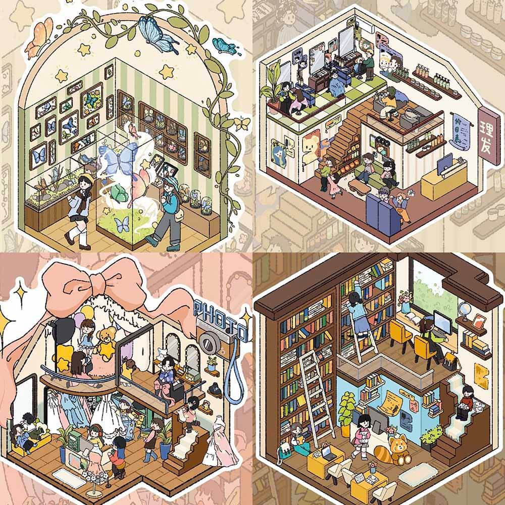 Collector’s Studio DIY 3D Scene Stickers 4 Cute Miniature Scenes(S)