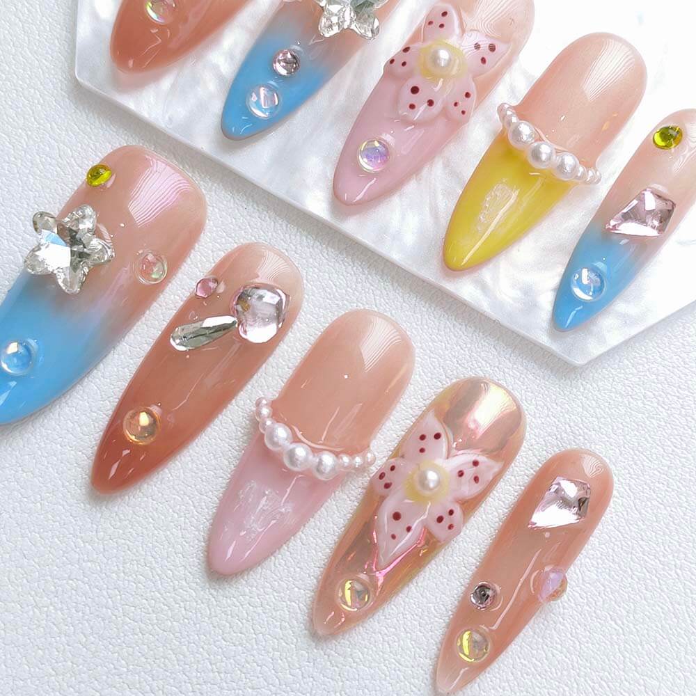 Beauty Art Garden Press On Nails Coral Crystal Dream 175