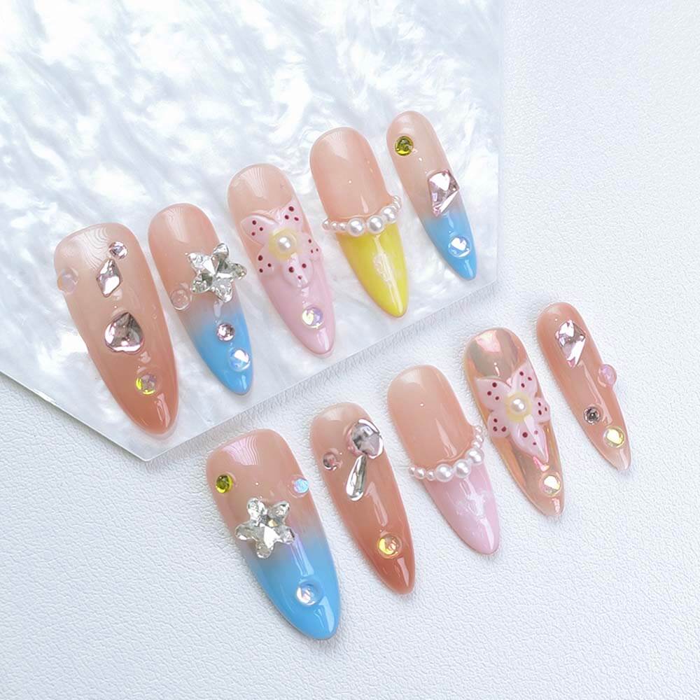 Beauty Art Garden Press On Nails Coral Crystal Dream 175