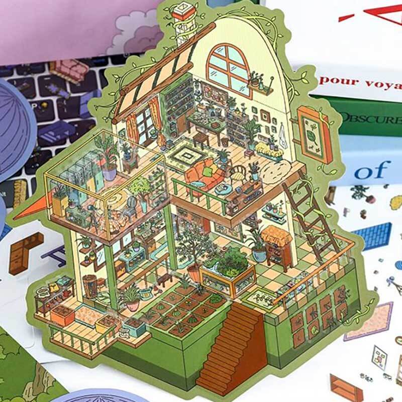 Cosmo Garden Lab DIY 3D Scene Stickers 2 Cute Miniature Scenes(L)