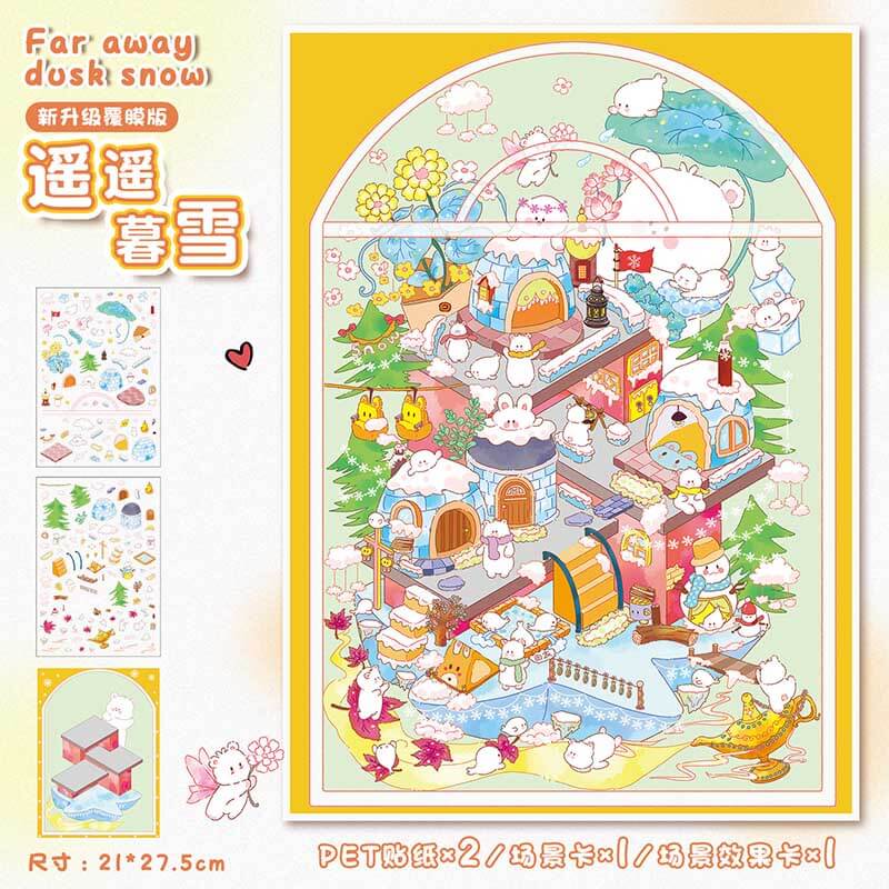 Cosy Dreamscapes DIY 3D Scene Stickers 2 Cute Miniature Scenes(L)