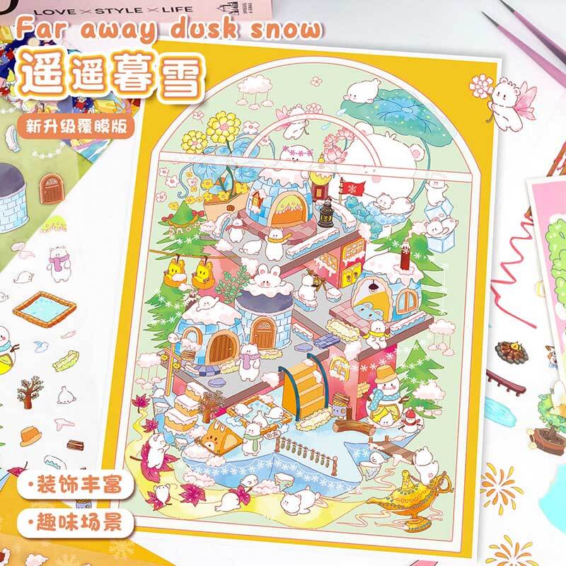 Cosy Dreamscapes DIY 3D Scene Stickers 2 Cute Miniature Scenes(L)