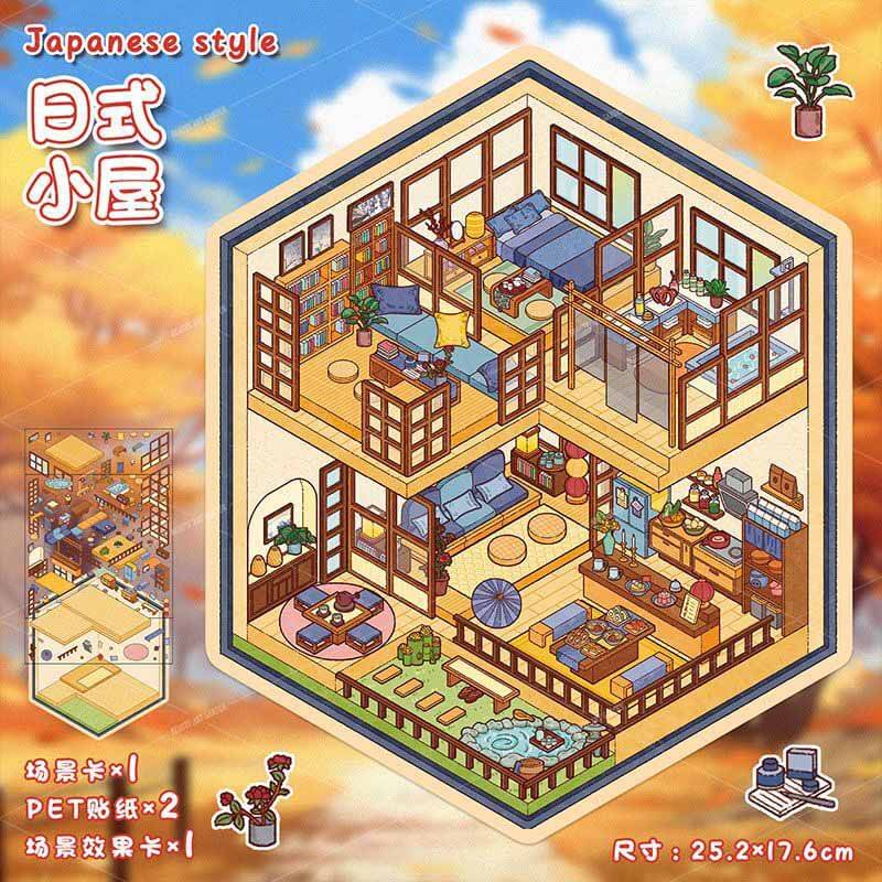 Cottages of Calm DIY 3D Scene Stickers 2 Cute Miniature Scenes(M)