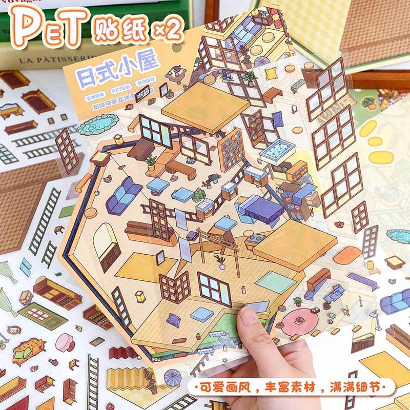 Cottages of Calm DIY 3D Scene Stickers 2 Cute Miniature Scenes(M)
