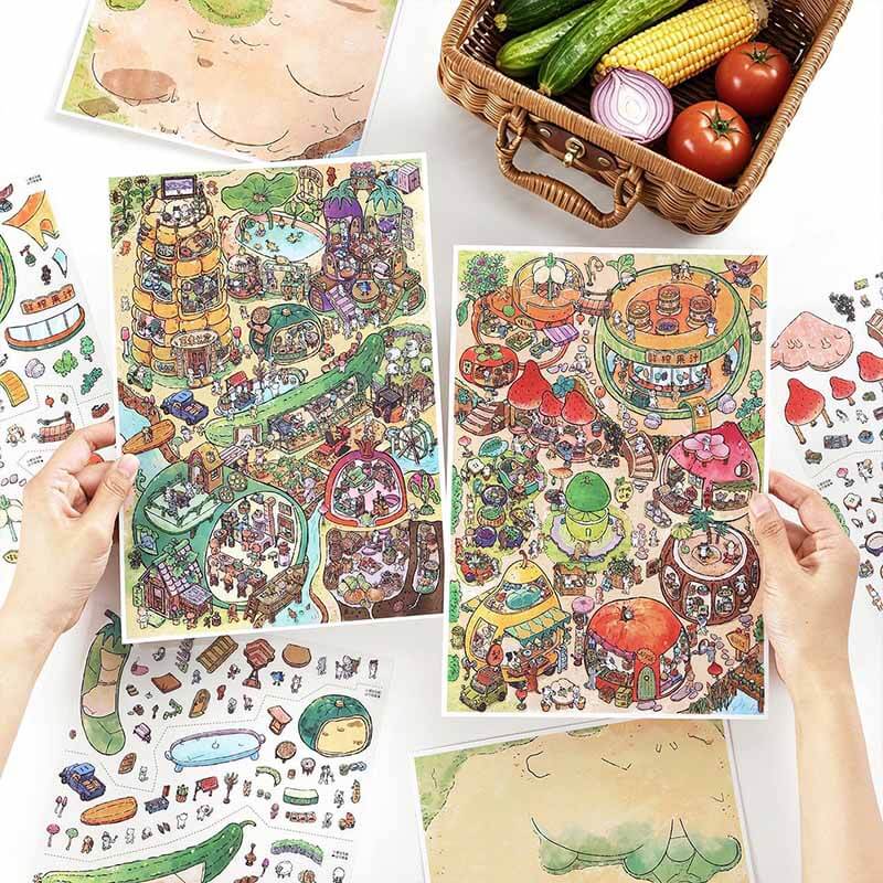 Countryside Harvest DIY 3D Scene Stickers 2 Cute  Scenes(xL)