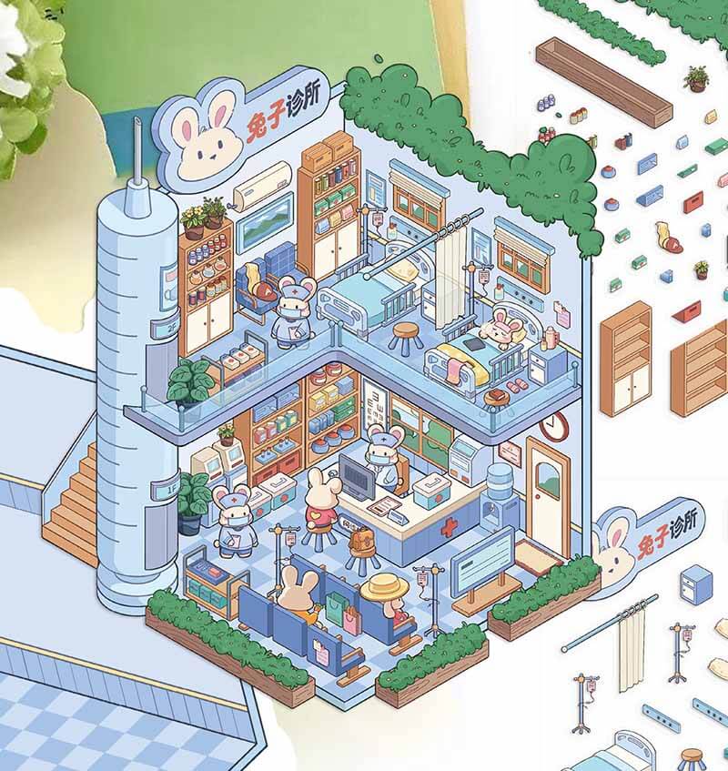 Cozy Adventures DIY 3D Scene Stickers 4 Cute Miniature Scenes(L)