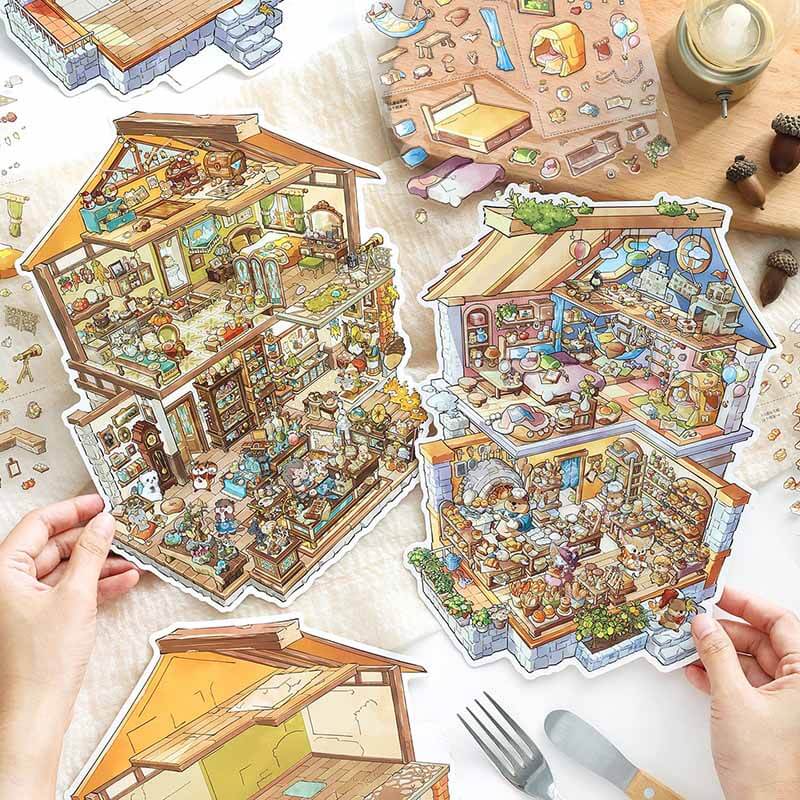 Cozy Boutique DIY 3D Scene Stickers With Guide Lines(L)
