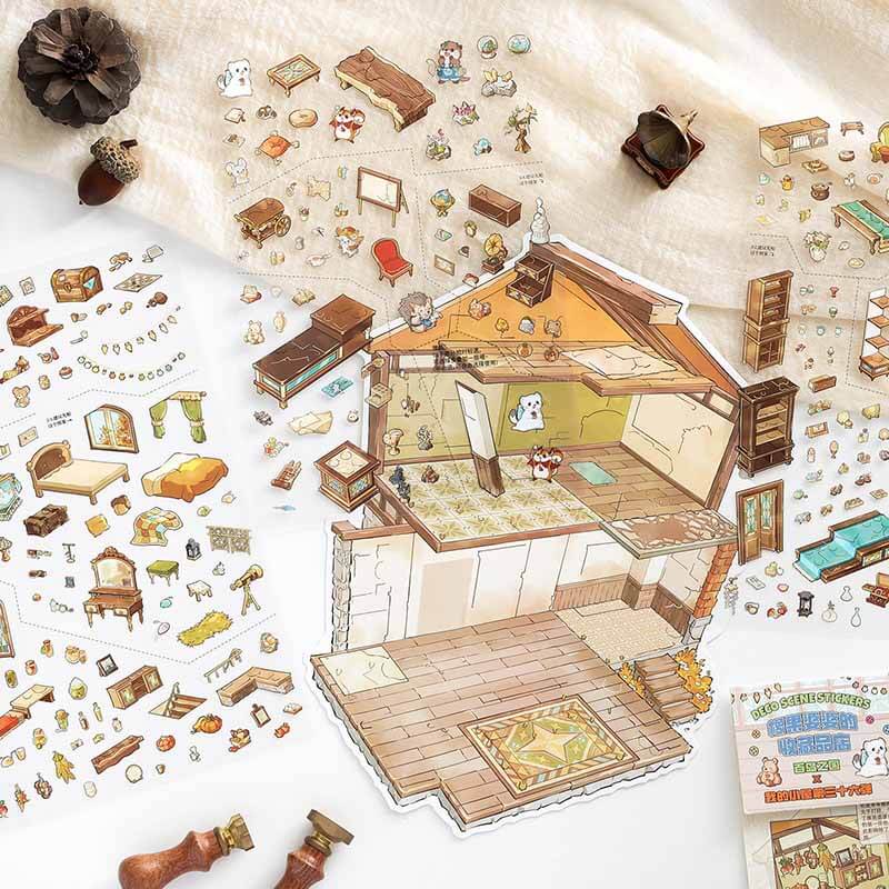 Cozy Boutique DIY 3D Scene Stickers With Guide Lines(L)