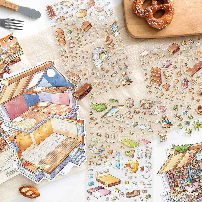 Cozy Boutique DIY 3D Scene Stickers With Guide Lines(L)