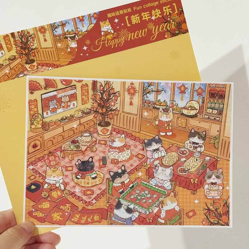 Cozy Cat Chronicles DIY 3D Scene Stickers 5 Cute Miniature Scenes(M)