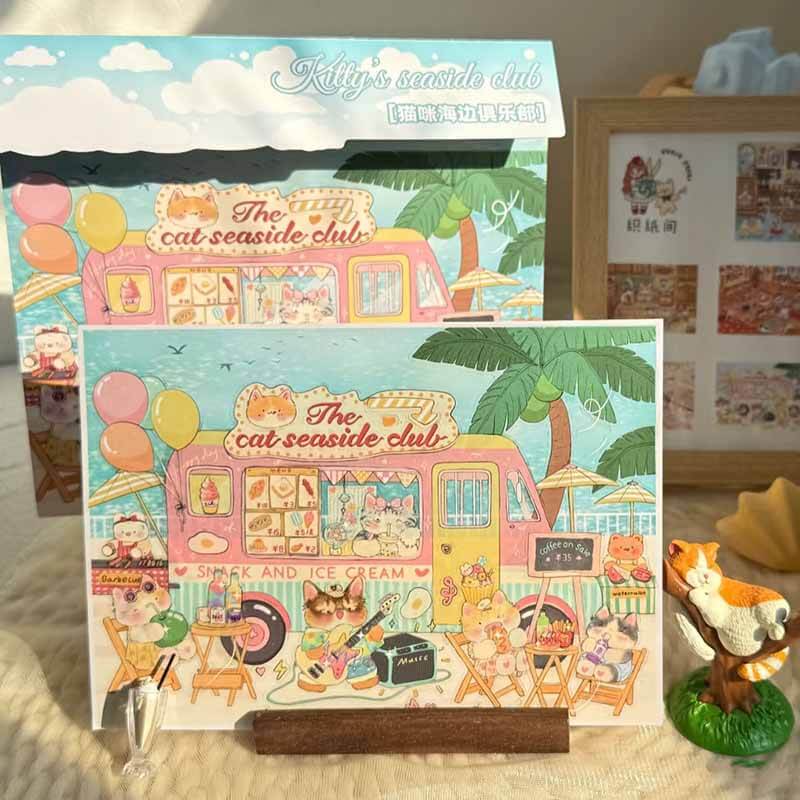 Cozy Cat Chronicles DIY 3D Scene Stickers 5 Cute Miniature Scenes