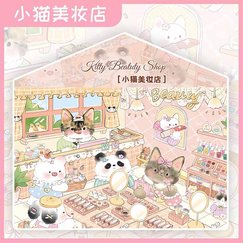 Cozy Cat Chronicles DIY 3D Scene Stickers 5 Cute Miniature Scenes(M)