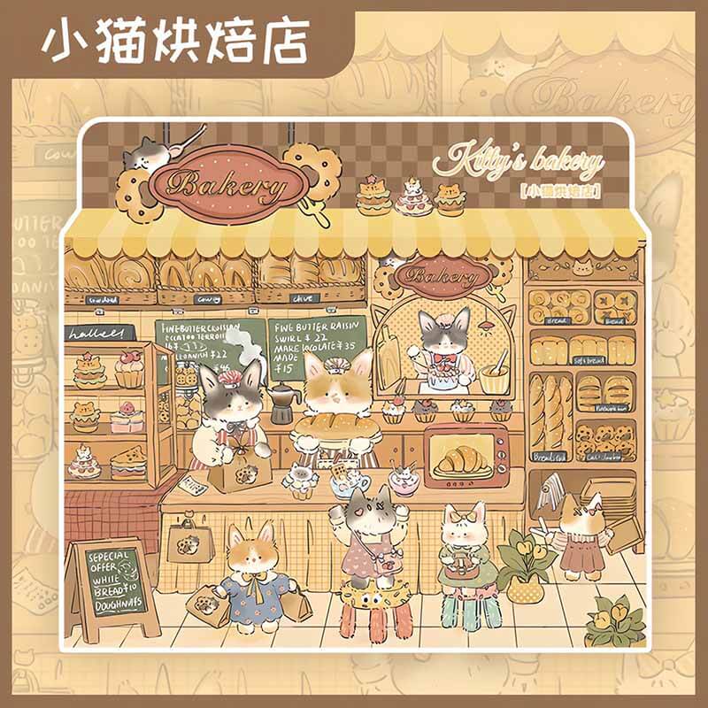 Cozy Cat Chronicles DIY 3D Scene Stickers 5 Cute Miniature Scenes(M)