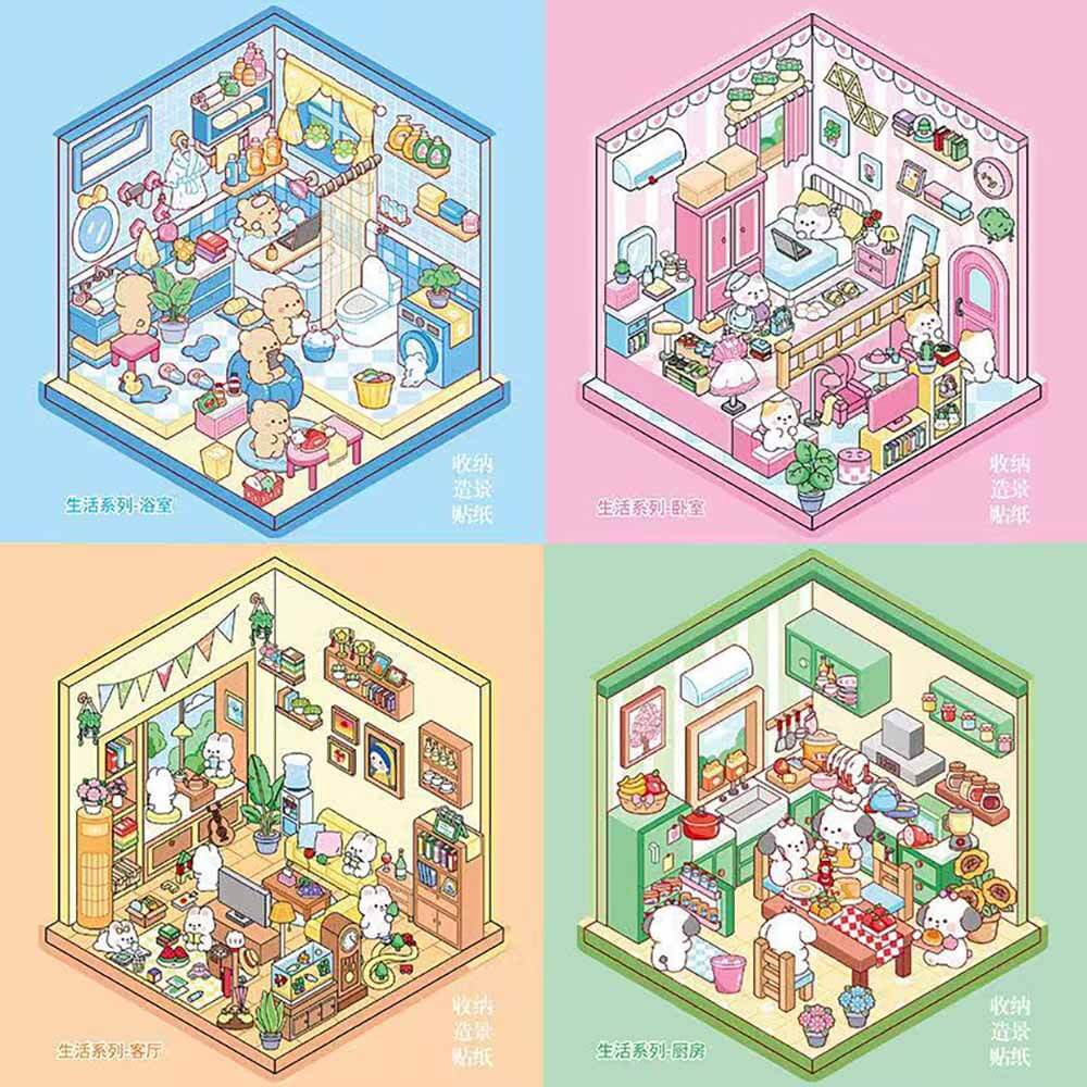 Cozy Corners DIY 3D Scene Stickers 4 Cute Miniature Scenes (S)